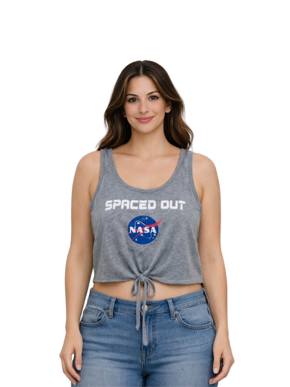 Freeze Gray 'Spaced Out' Tie-Front Tank with NASA Logo